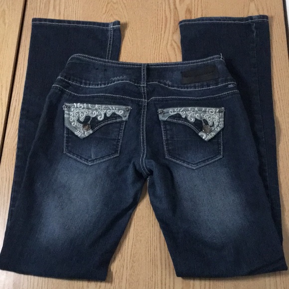 Juniors Twenty One by Rue21 Jeans Distressed Lacey Boot Cut Size 3/4 Regular - Picture 7 of 7